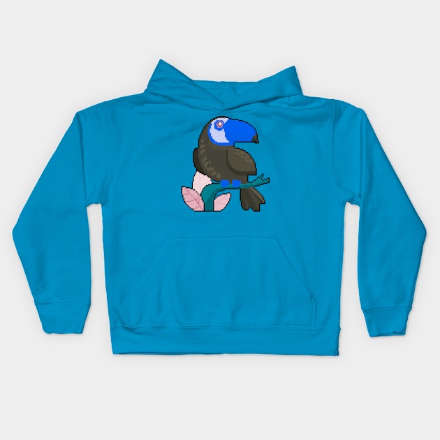 Plumage: Pixel Art Exquisite Bird Design for Fashionable Attire Kids Hoodie by Pixel.id